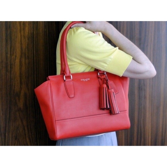 COACH Legacy Red Medium Candace Carryall Shoulder Bag/ Tote/ Handbag EUC - Picture 1 of 13